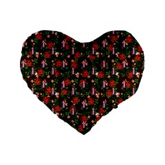 Fiola Pattern Brown Standard 16  Premium Flano Heart Shape Cushions by snowwhitegirl