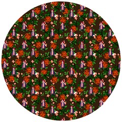 Fiola Pattern Brown Wooden Puzzle Round by snowwhitegirl