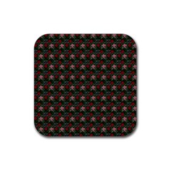 Dark Floral Butterfly Teal Bats Lip Green Small Rubber Coaster (square)  by snowwhitegirl