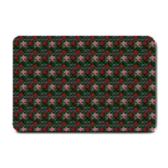 Dark Floral Butterfly Teal Bats Lip Green Small Small Doormat  by snowwhitegirl