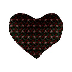 Dark Floral Butterfly Teal Bats Lip Green Small Standard 16  Premium Heart Shape Cushions by snowwhitegirl