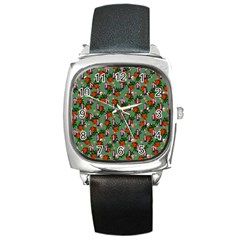 Fiola Pattern Green Square Metal Watch by snowwhitegirl