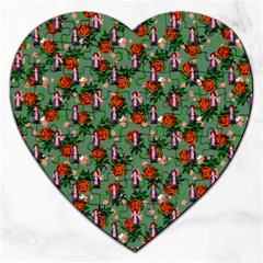 Fiola Pattern Green Jigsaw Puzzle (heart)