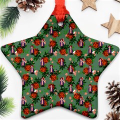 Fiola Pattern Green Star Ornament (two Sides) by snowwhitegirl