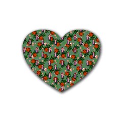 Fiola Pattern Green Heart Coaster (4 Pack) 