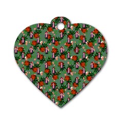 Fiola Pattern Green Dog Tag Heart (two Sides) by snowwhitegirl