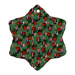 Fiola Pattern Green Snowflake Ornament (two Sides) by snowwhitegirl