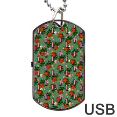 Fiola Pattern Green Dog Tag Usb Flash (one Side) by snowwhitegirl