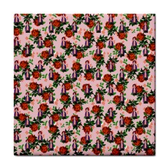 Fiola Pattern Pink Tile Coaster