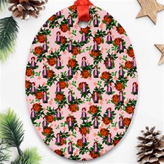 Fiola Pattern Pink Ornament (Oval)