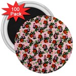 Fiola Pattern Pink 3  Magnets (100 pack) Front