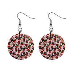 Fiola Pattern Pink Mini Button Earrings