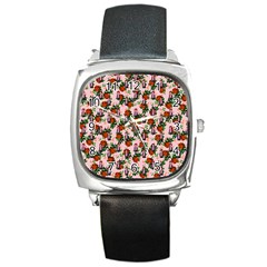 Fiola Pattern Pink Square Metal Watch