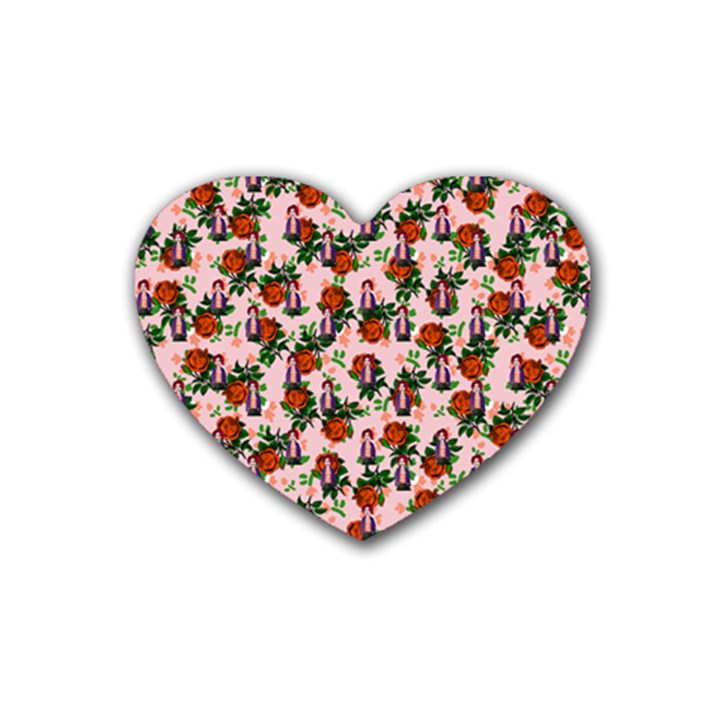 Fiola Pattern Pink Heart Coaster (4 pack) 