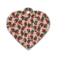 Fiola Pattern Pink Dog Tag Heart (One Side)