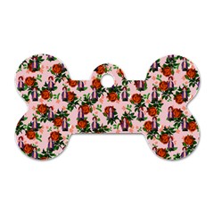 Fiola Pattern Pink Dog Tag Bone (One Side)