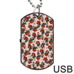 Fiola Pattern Pink Dog Tag Usb Flash (one Side) by snowwhitegirl