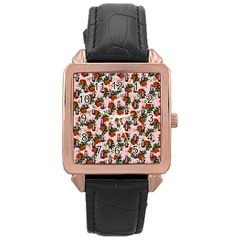 Fiola Pattern Pink Rose Gold Leather Watch  by snowwhitegirl