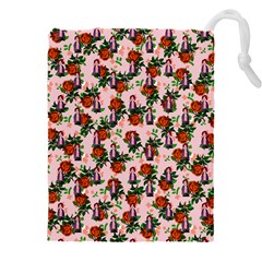 Fiola Pattern Pink Drawstring Pouch (4xl)