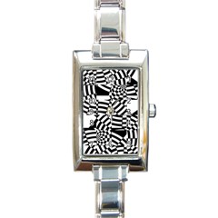 Black And White Crazy Pattern Rectangle Italian Charm Watch by Sobalvarro