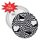 Black And White Crazy Pattern 2.25  Buttons (10 pack)  Front