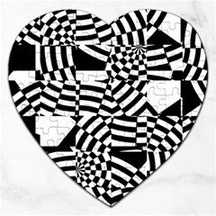 Black And White Crazy Pattern Jigsaw Puzzle (Heart)