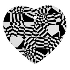 Black And White Crazy Pattern Heart Ornament (two Sides) by Sobalvarro