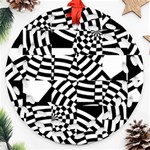 Black And White Crazy Pattern Round Filigree Ornament (Two Sides) Back