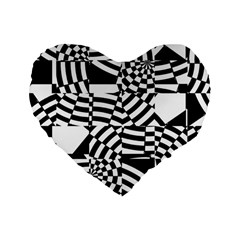 Black And White Crazy Pattern Standard 16  Premium Heart Shape Cushions by Sobalvarro