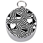 Black And White Crazy Pattern Silver Compasses Front