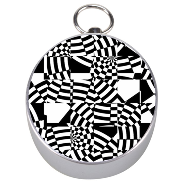 Black And White Crazy Pattern Silver Compasses