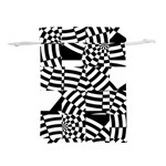 Black And White Crazy Pattern Lightweight Drawstring Pouch (M) Back