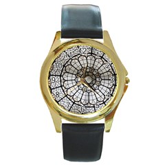 Pattern Abstract Structure Art Round Gold Metal Watch