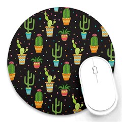 Succulent And Cacti Round Mousepads by ionia