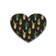 Succulent And Cacti Rubber Coaster (heart)  by ionia