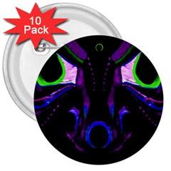 Demon Ethnic Mask Extreme Close Up Illustration 3  Buttons (10 Pack)  by dflcprintsclothing