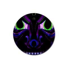 Demon Ethnic Mask Extreme Close Up Illustration Rubber Round Coaster (4 Pack)  by dflcprintsclothing