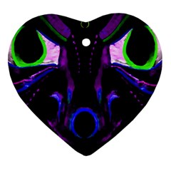 Demon Ethnic Mask Extreme Close Up Illustration Heart Ornament (two Sides) by dflcprintsclothing