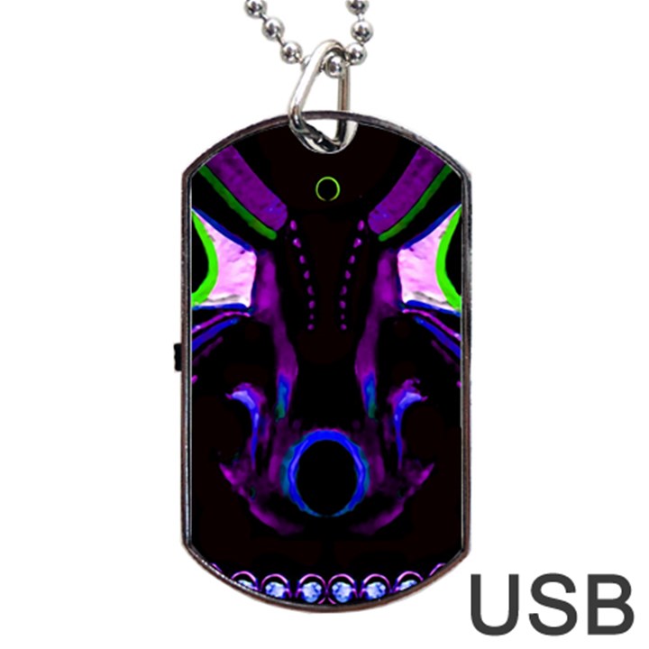 Demon Ethnic Mask Extreme Close Up Illustration Dog Tag USB Flash (One Side)