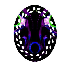 Demon Ethnic Mask Extreme Close Up Illustration Ornament (oval Filigree) by dflcprintsclothing