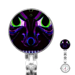 Demon Ethnic Mask Extreme Close Up Illustration Stainless Steel Nurses Watch by dflcprintsclothing