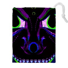 Demon Ethnic Mask Extreme Close Up Illustration Drawstring Pouch (5xl) by dflcprintsclothing