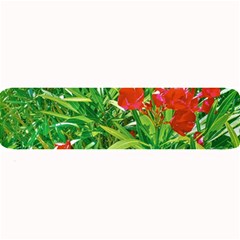 Red Flowers And Green Plants At Outdoor Garden Large Bar Mats