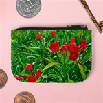 Red Flowers And Green Plants At Outdoor Garden Mini Coin Purse Back