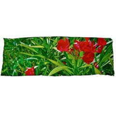 Red Flowers And Green Plants At Outdoor Garden Body Pillow Case (dakimakura) by dflcprintsclothing