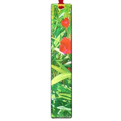 Red Flowers And Green Plants At Outdoor Garden Large Book Marks