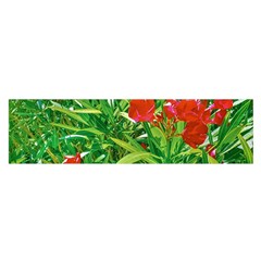 Red Flowers And Green Plants At Outdoor Garden Satin Scarf (oblong) by dflcprintsclothing