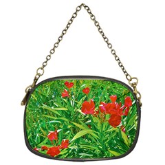 Red Flowers And Green Plants At Outdoor Garden Chain Purse (one Side) by dflcprintsclothing