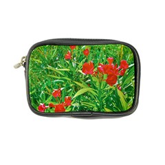 Red Flowers And Green Plants At Outdoor Garden Coin Purse by dflcprintsclothing