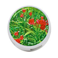 Red Flowers And Green Plants At Outdoor Garden 4-port Usb Hub (one Side) by dflcprintsclothing